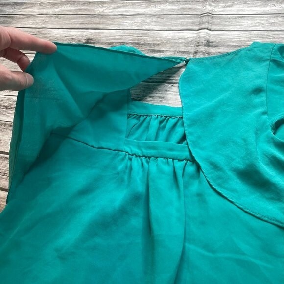 Anthro Anthropologie Meadow Rue Fly Away Blouse US 4 EU 36 Teal Button Closure - Picture 8 of 13